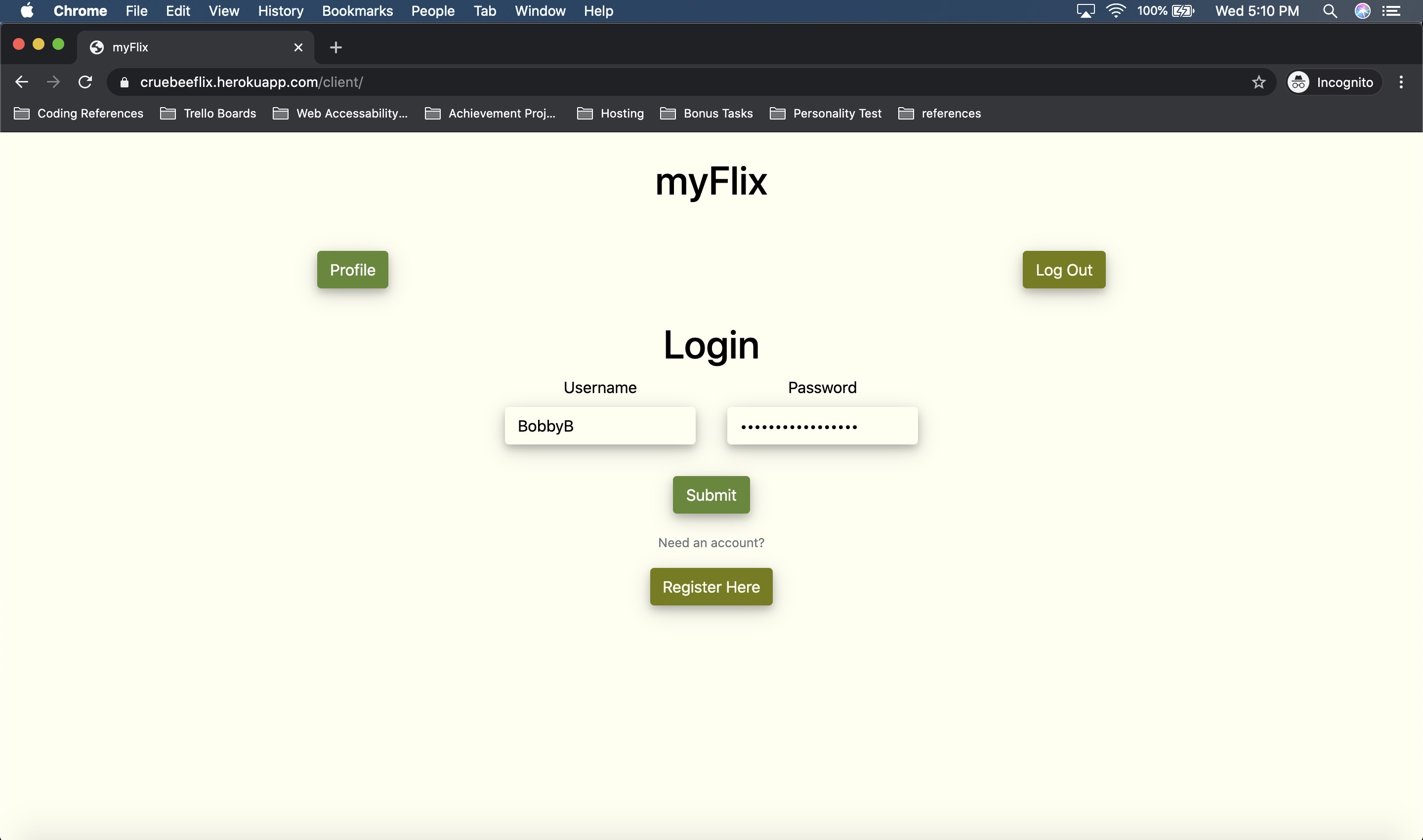 myFlix app screenshot
